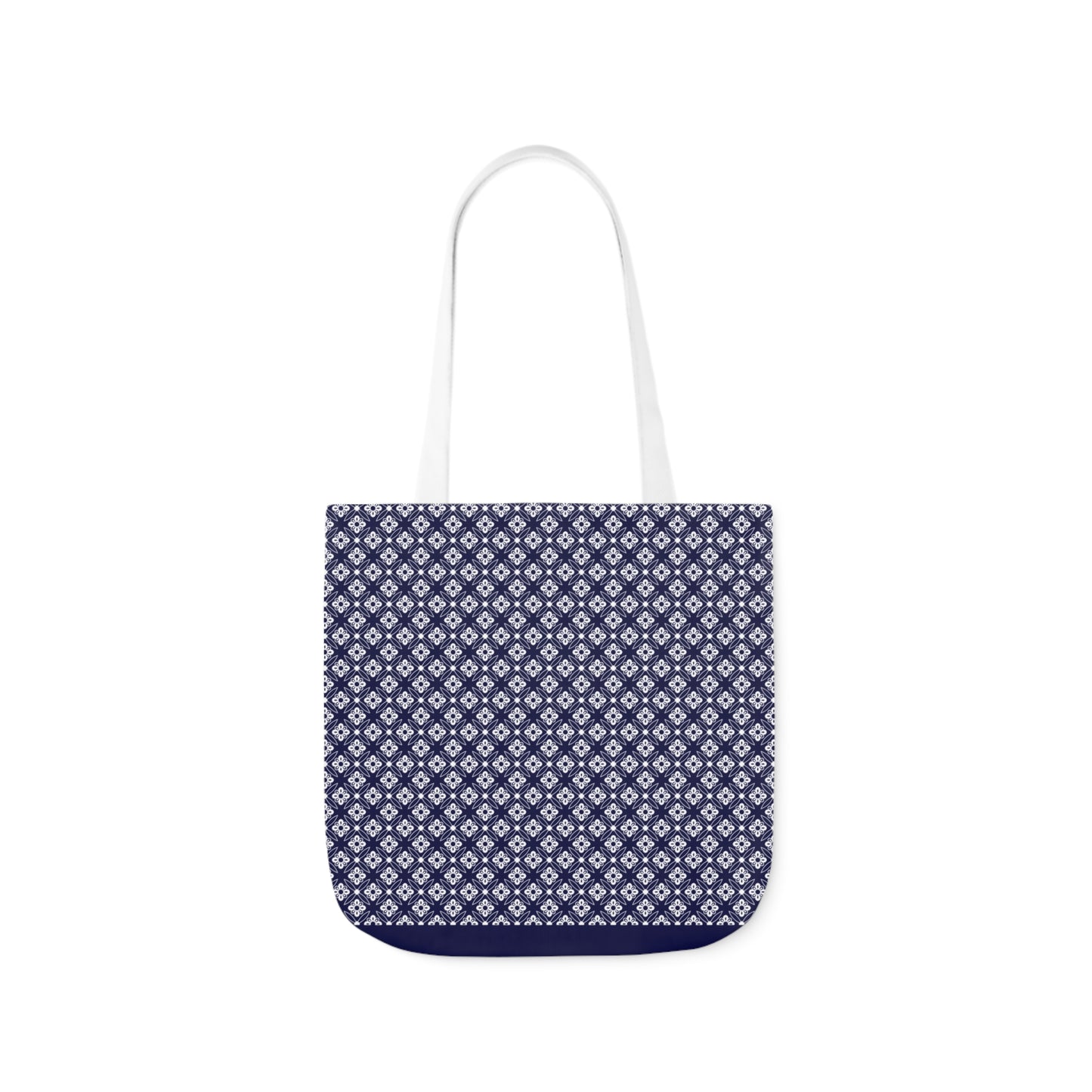 Geometric Flowers Polyester Canvas Tote Bag