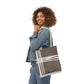 Painted Plaid Detail Polyester Canvas Tote Bag