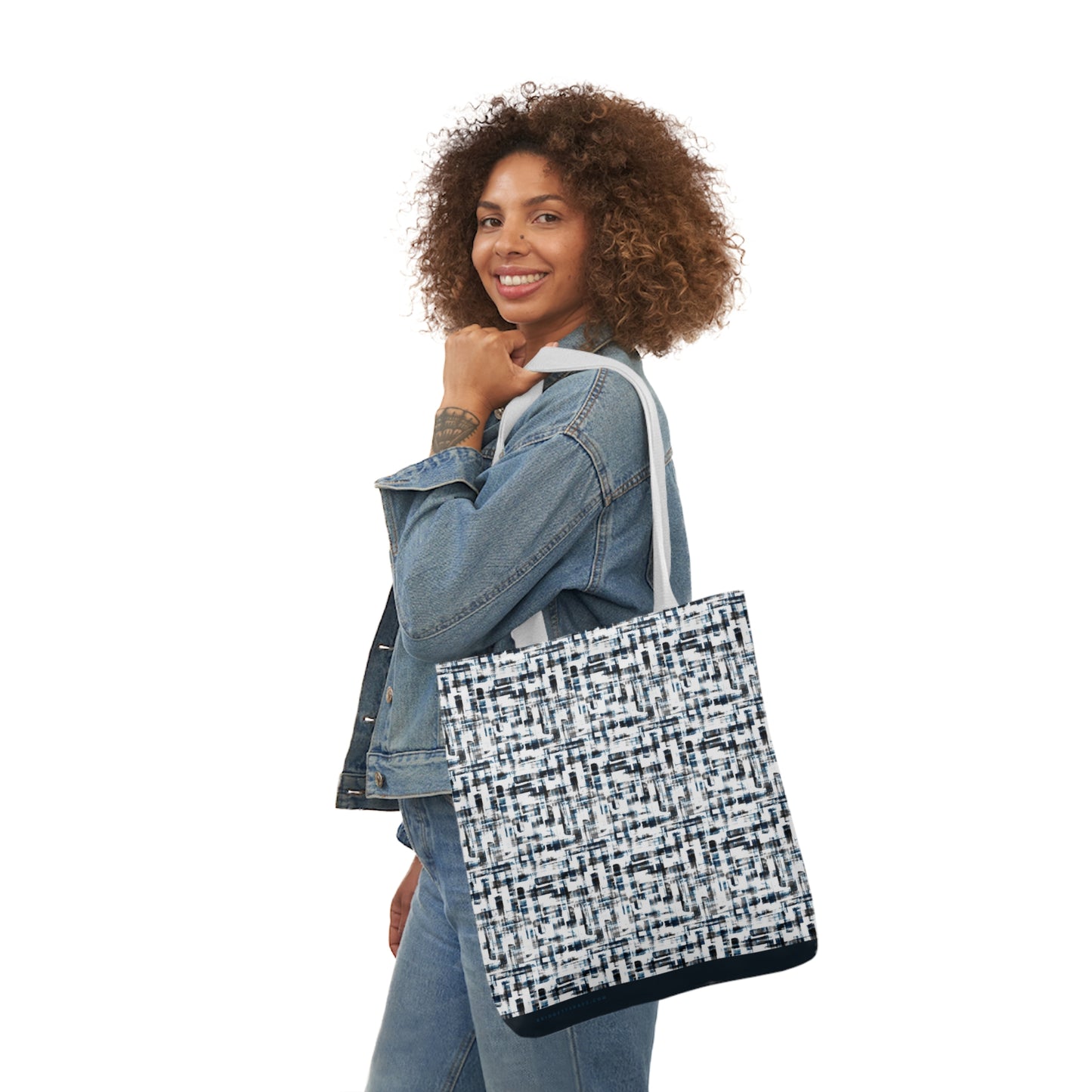 Black Busy Tweed Polyester Canvas Tote Bag