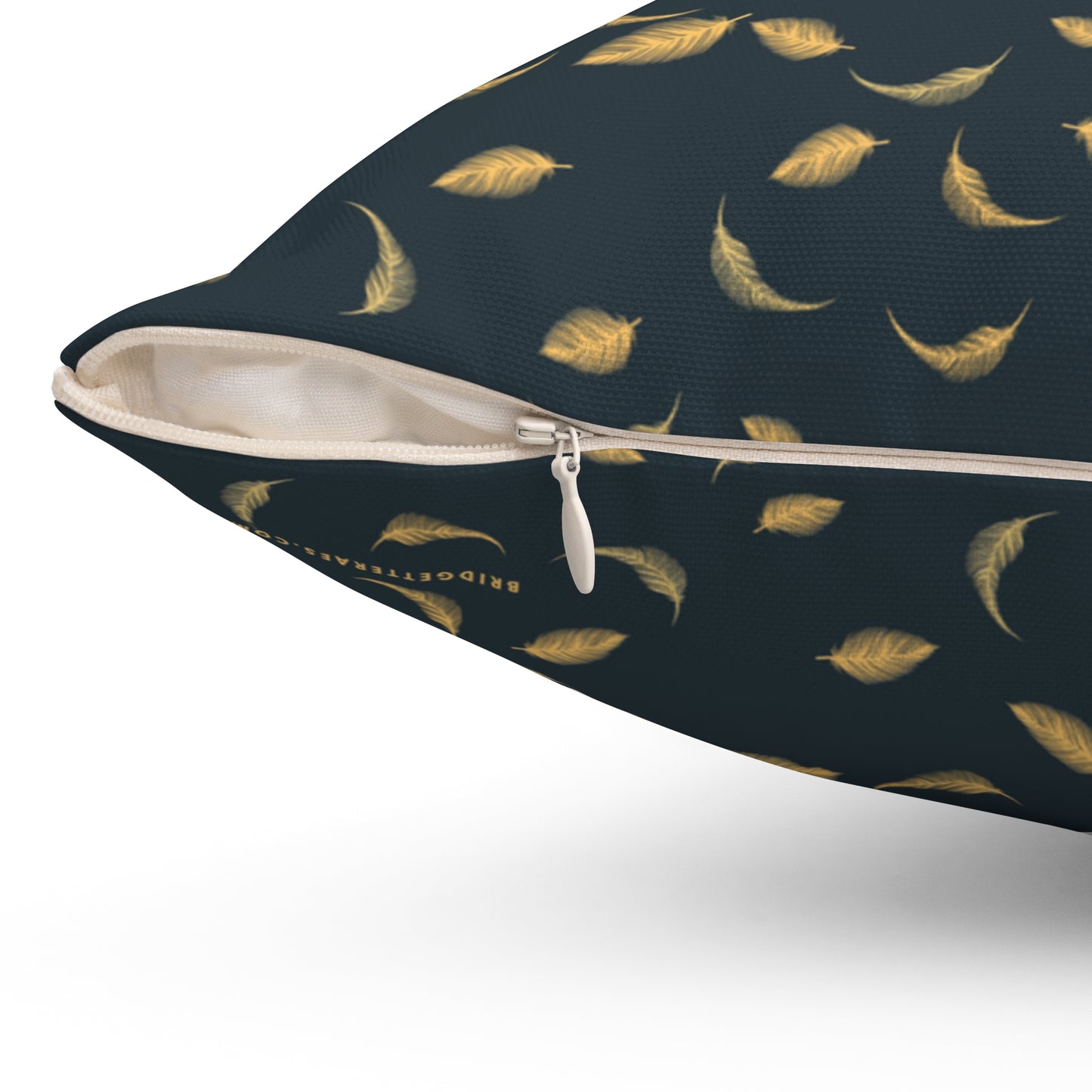 Gold Cascading Feathers Pillow Case