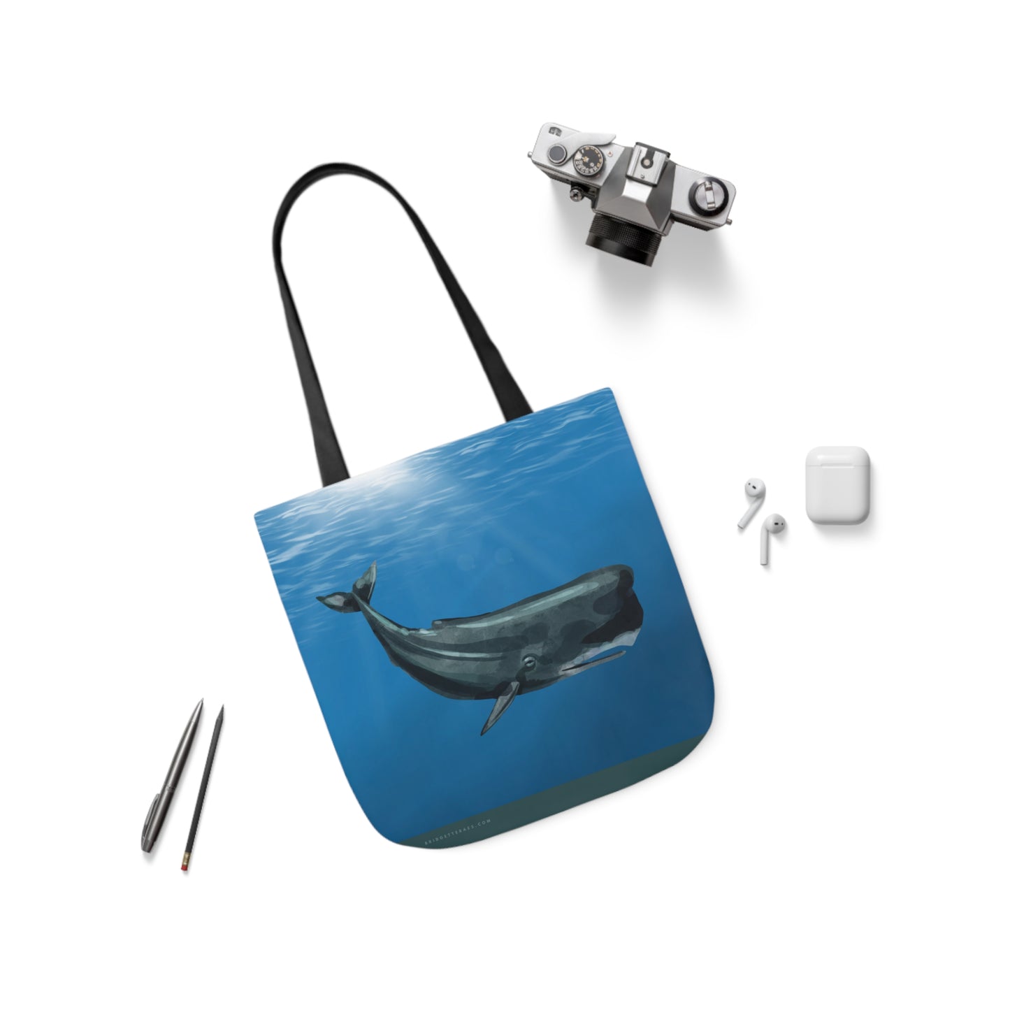 Blue Whale Polyester Canvas Tote Bag