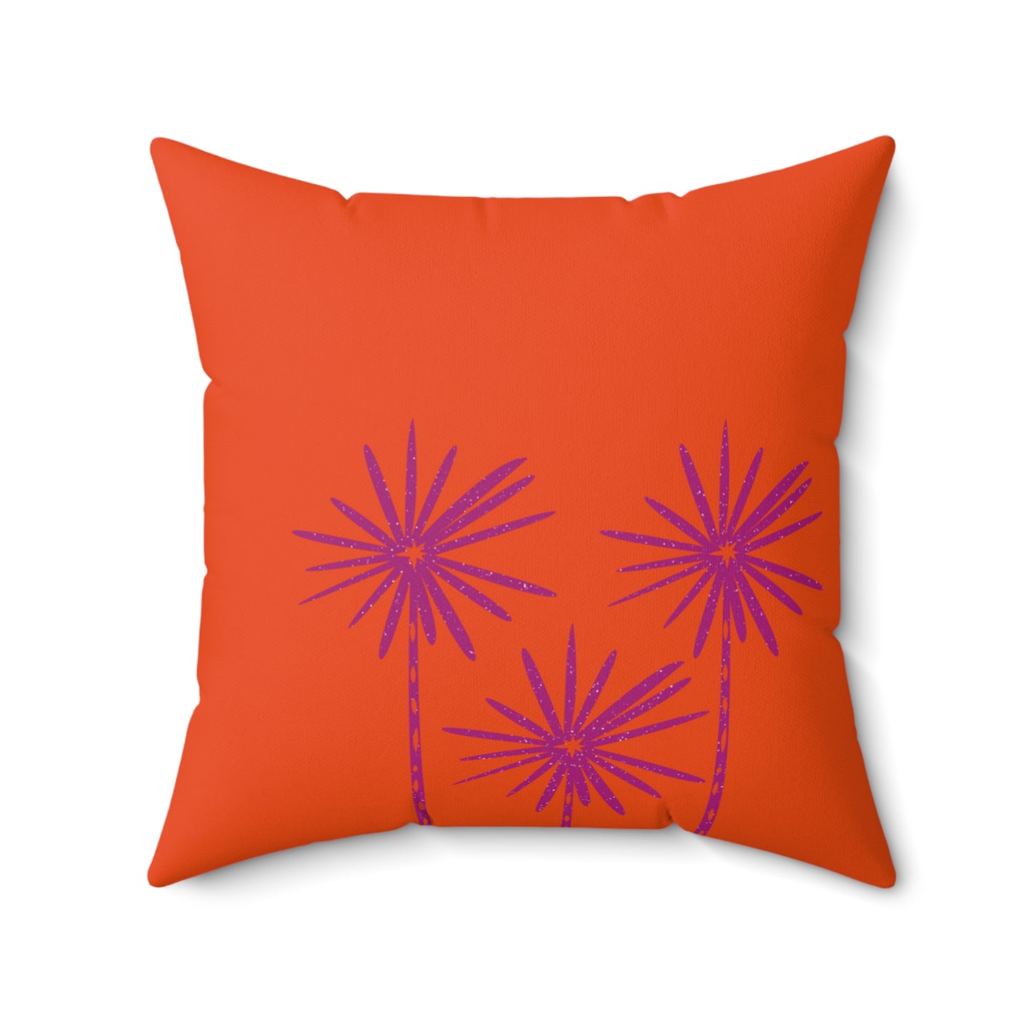 Magenta Pop Flowers on Orange Square Pillow Case