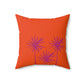Magenta Pop Flowers on Orange Square Pillow Case
