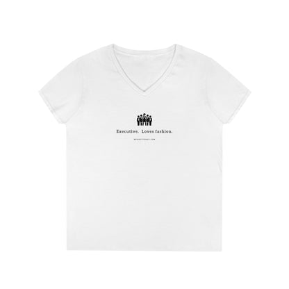 Executive.  Loves Fashion. 100% Cotton V-Neck T-Shirt
