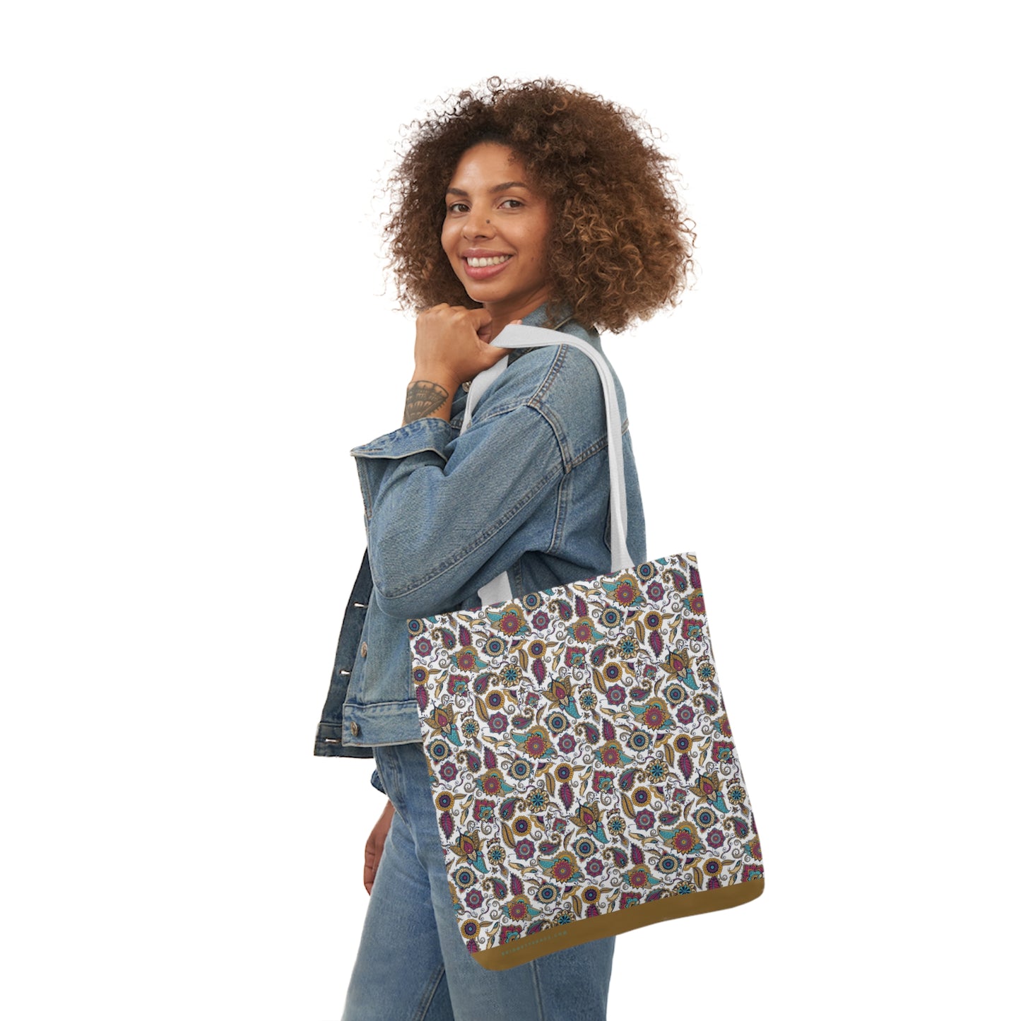 Peacock Paisley Polyester Canvas Tote Bag