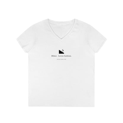 Hiker. Loves Fashion. 100% Cotton V-Neck T-Shirt