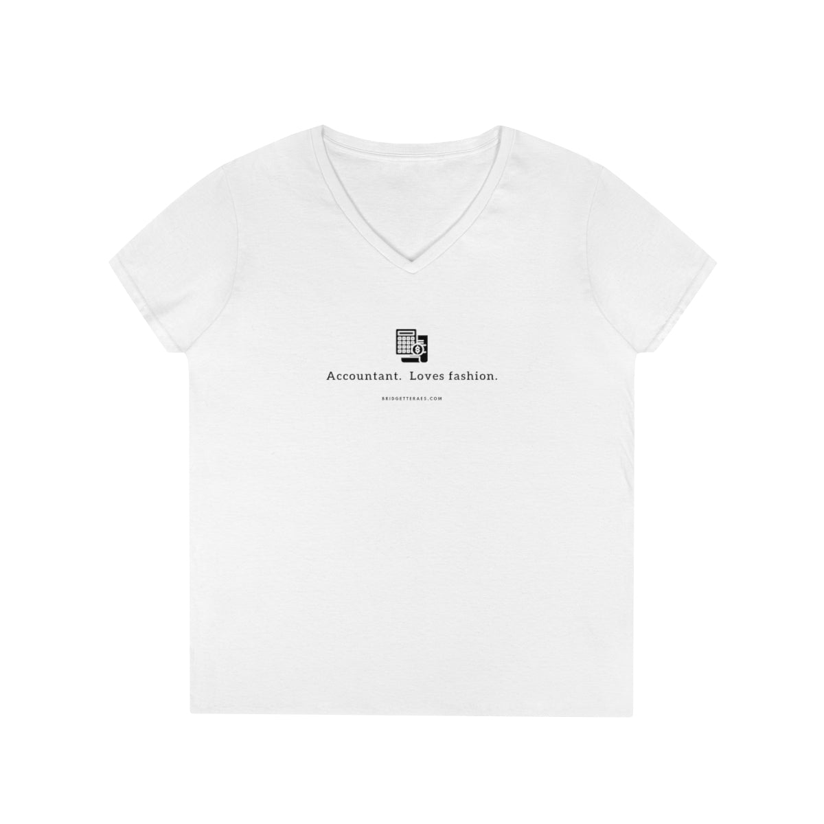 Accountant. Loves Fashion. 100% Cotton V-Neck T-Shirt