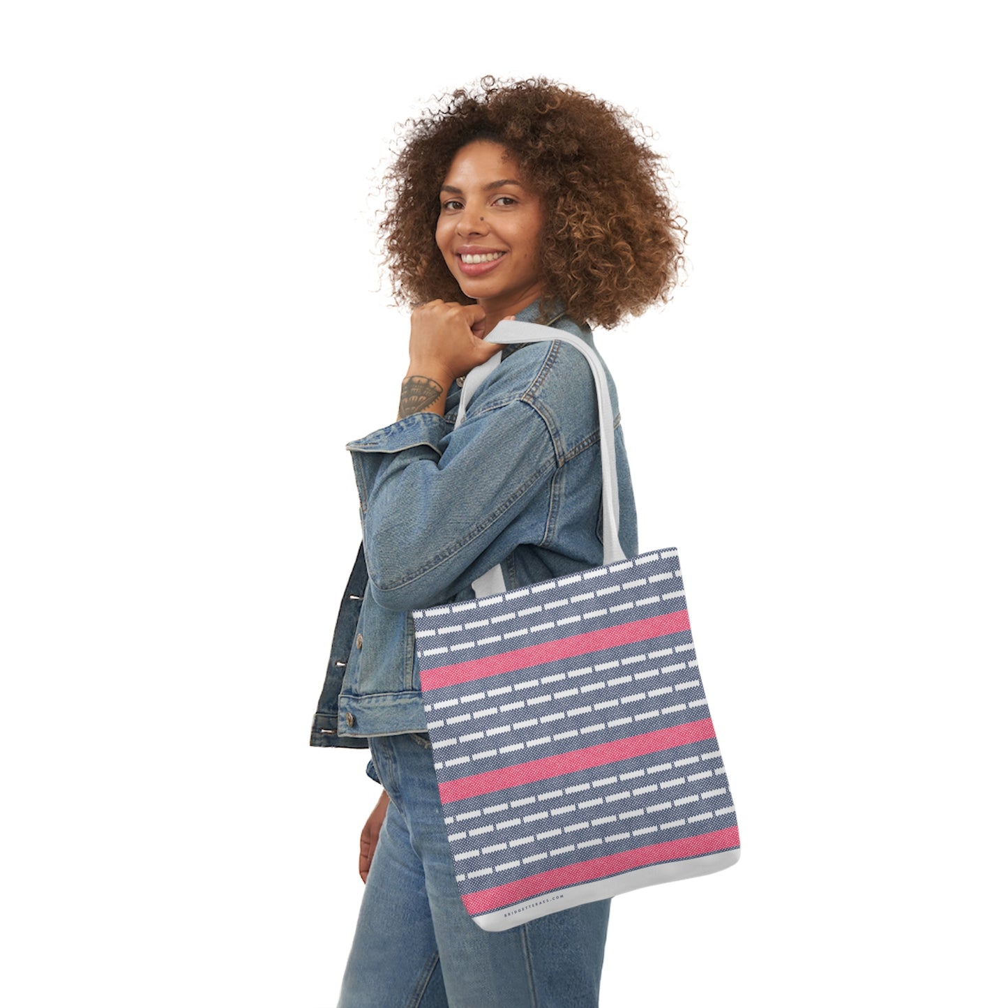 Nautical Knitted Stripe Polyester Canvas Tote Bag