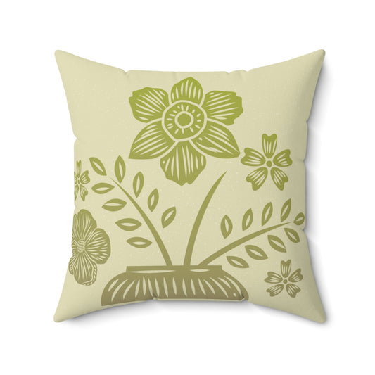 Green Flowers in a Pot Square Pillow Case