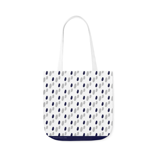 Irregular Polka Dots, Navy & Grey Polyester Canvas Tote Bag