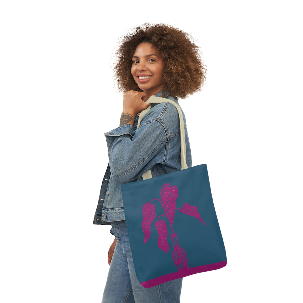 Magenta Potted Plant Polyester Canvas Tote Bag