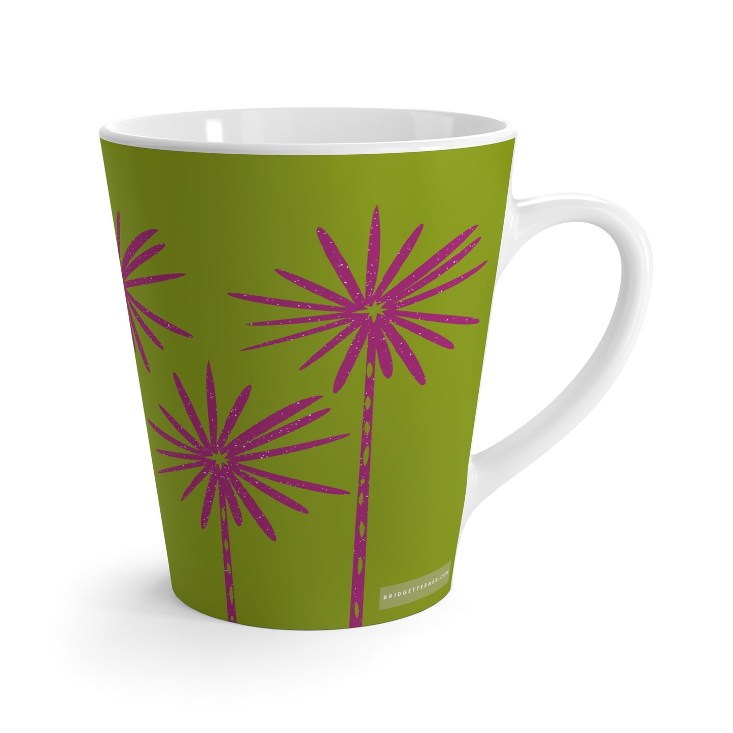 Pop Flowers on Chartreuse 12 oz. Latte Mug
